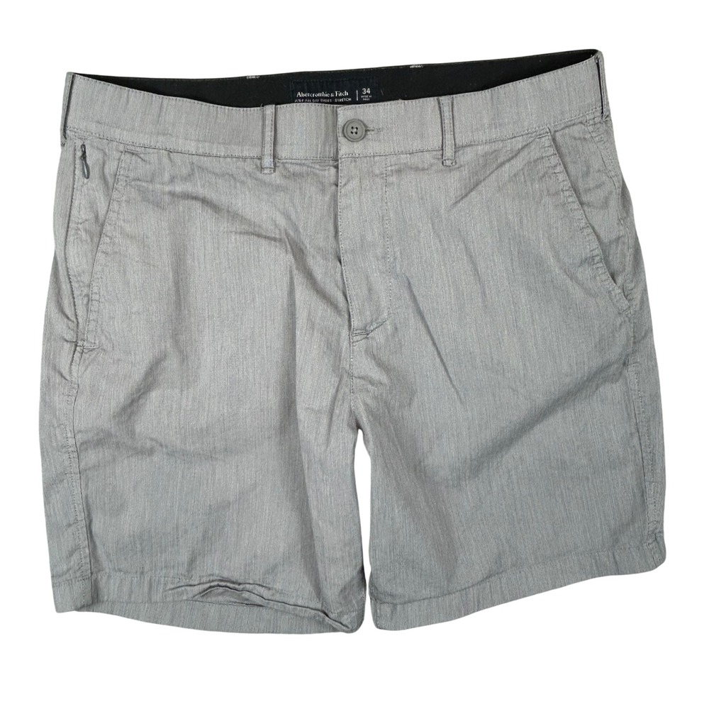 Abercrombie & Fitch A&F All‎ Day Short Stretch Grey Mens 34 Heathered Casual 7in